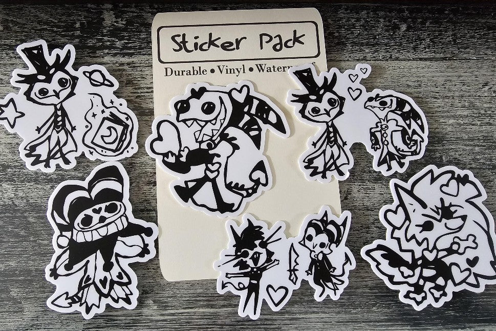 Blitzø doodles 3" sticker pack (Helluva Boss inspired)